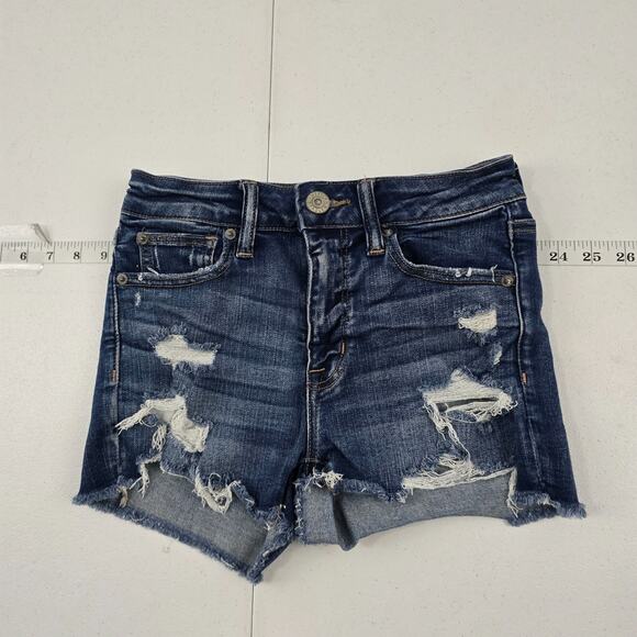 American Eagle next level stretch hi rise shortie shorts 2 blue 5455‎ - Picture 1 of 8